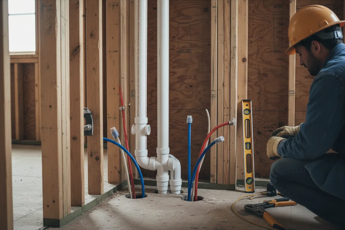 Drain and supply rough-in during Leak Detection in Portersville